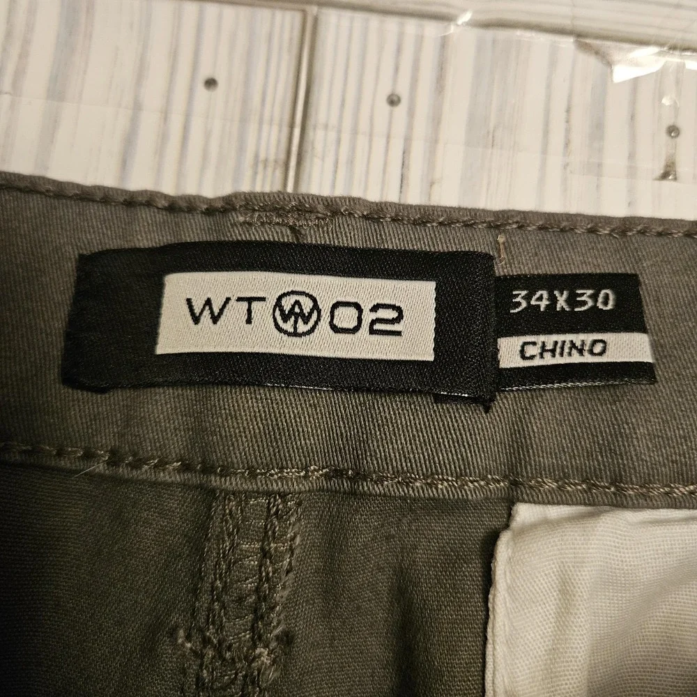 WT02 Chino Pants Mens 34x30‎ Gray Straight Leg Flat Front Twill Workwear Office